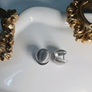 Silver Clip-On Earrings With Stripes