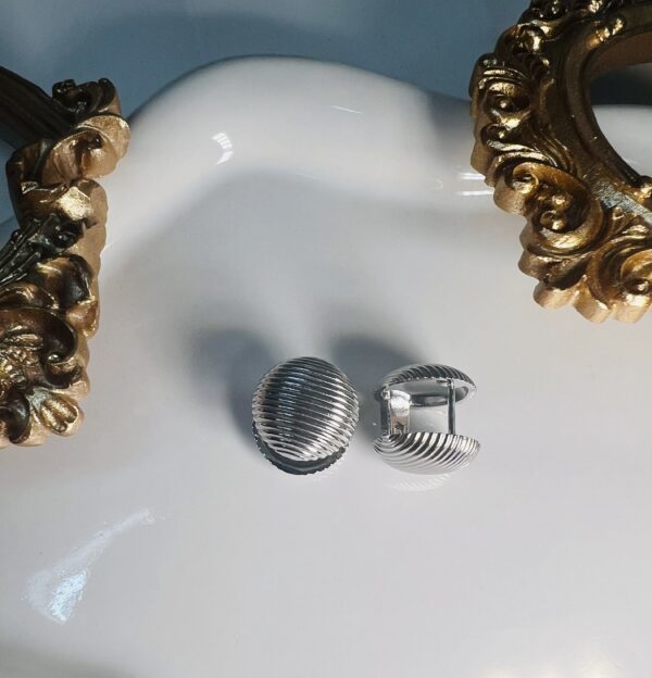 Silver Clip-On Earrings With Stripes