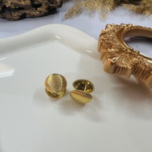 Gold Clip-On Earrings With stripes