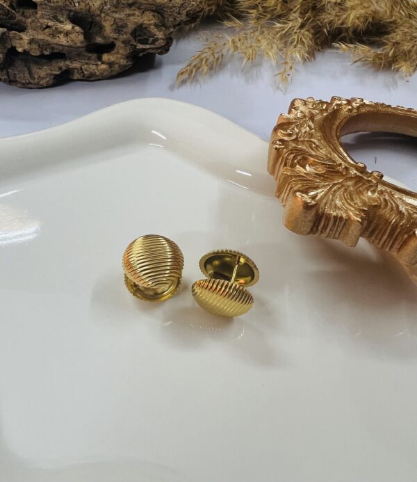 Gold Clip-On Earrings With stripes