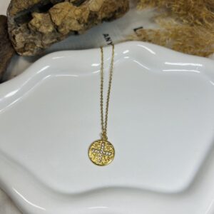 Κωνσταντινάτο σκαλιστό με σταυρό με διαμαντάκια